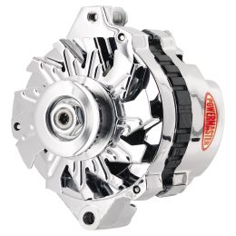 Alt, GM CS130 Chrome 105A 1V Pulley, Straight Mtg 6.14" Side BAT Post 1-Wire or OE Hookup