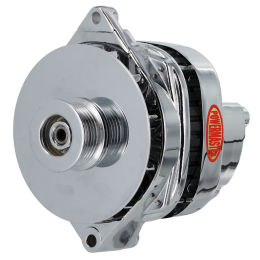 Alt, GM CS144 Chrome 170A 6 grv Pulley/Baffle Str, Mtg Threaded Mtg Ear 1-Wire or OE Hookup