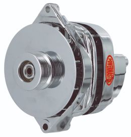 Alt, GM CS144 Chrome 170A 6 grv Pulley/Baffle Str, Mtg Unthreaded Mtg Ear for Impala etc 1-Wire or OE