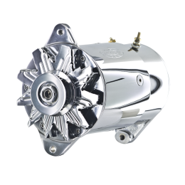 PowerGEN, GM Chrome Long 90A 12V w/Lamp Term w/Pulley, for 3/8" Belt