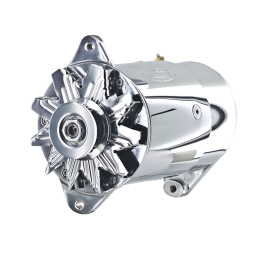PowerGEN, GM Chrome Long 60A 6V Neg Grd w/Pulley, for 3/8" Belt
