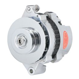 Alt, GM CS121 "5X5" Polish 100A 12V 1V Pulley, Fan & Baffle Stgr Mtg 6.14" Side BAT Post 1-Wire