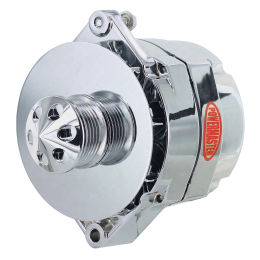 Alt, GM 12SI Chrome 150A 6 grv Pulley, Baffle & Cone 1 or 3 Wire