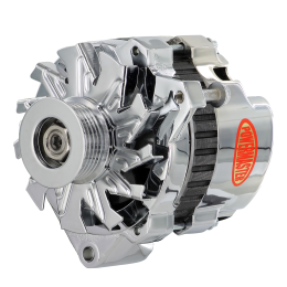 Alt, GM CS130 Chrome 140A 6 grv Pulley, Offset Right Mtg Side BAT Post 1-Wire or OE Hookup