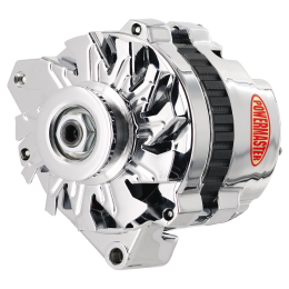 Alt, GM CS130 Chrome 140A 1V Pulley, Offset Left Mtg Side BAT Post 1-Wire or OE Hookup