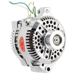 Alt, Ford 3G Chrome 200A 6 grv & 1V Pulley, Large Frame Str, Mtg Threaded Mtg Ear w/Reg Adapter Harness