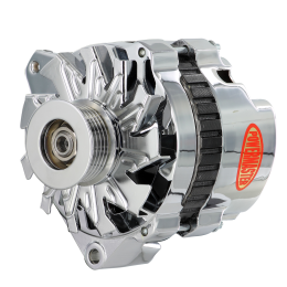 Alt, GM CS130 Chrome 140A 6 grv Pulley, Offset Left Mtg Unthreaded Mtg Ear 1-Wire or OE Hookup