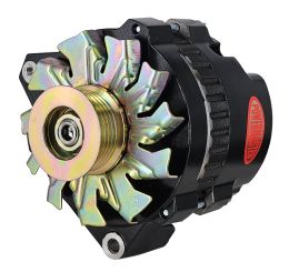 Alt, GM CS130 Black 140A 6 grv Pulley, Offset Left Mtg Side BAT Post 1-Wire or OE Hookup