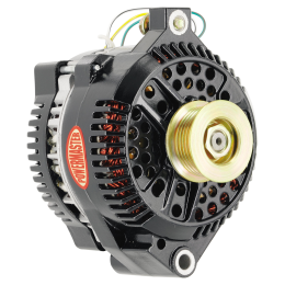 Alt, Ford 3G Black 200A 6 grv & 1V Pulley, Large Frame Str, Mtg Threaded Mtg Ear w/Reg Adapter Harness