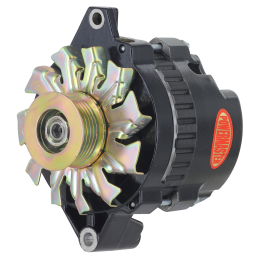 Alt, GM CS130 Black 140A XS Volt™ 6 grv Pulley, Str, Mtg 6.61" Unthreaded Mtg Ear