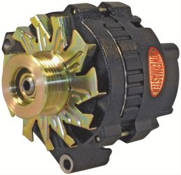 Alt, GM CS130 Black 140A 6 grv Pulley, Offset Left Mtg 1-Wire or OE Hookup