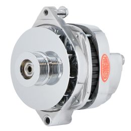 Alt, GM CS144 Polish 200A 6 grv Pulley/Baffle Str, Mtg Threaded Mtg Ear 1-Wire or OE Hookup