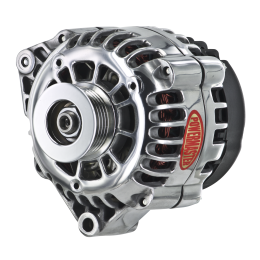Alt, GM CS130D Polish 165A 6 grv Pulley, Offset Left Mtg 1-Wire or OE Hookup