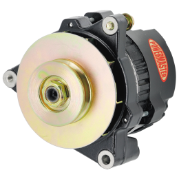 Alt, GM CS121 "5X5" Black 100A 12V 1V Pulley, Fan & Baffle 3 Ear Mtg Side BAT Post 1-Wire