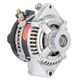 Alt Ford Upgrade Polish 180A 6 grv Pulley HPR Straight Mt 6.93" W/Lamp